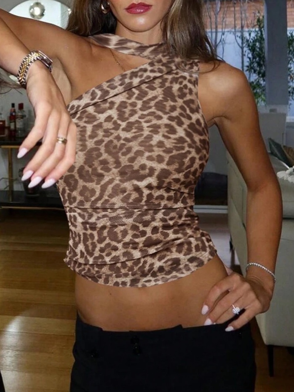 leopard cheetah animal print scarf top